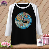 MyDesigns Physical Item Black/White / S Threaded Dreams by the Sea ~ Raglan 3/4 Sleeve Tee