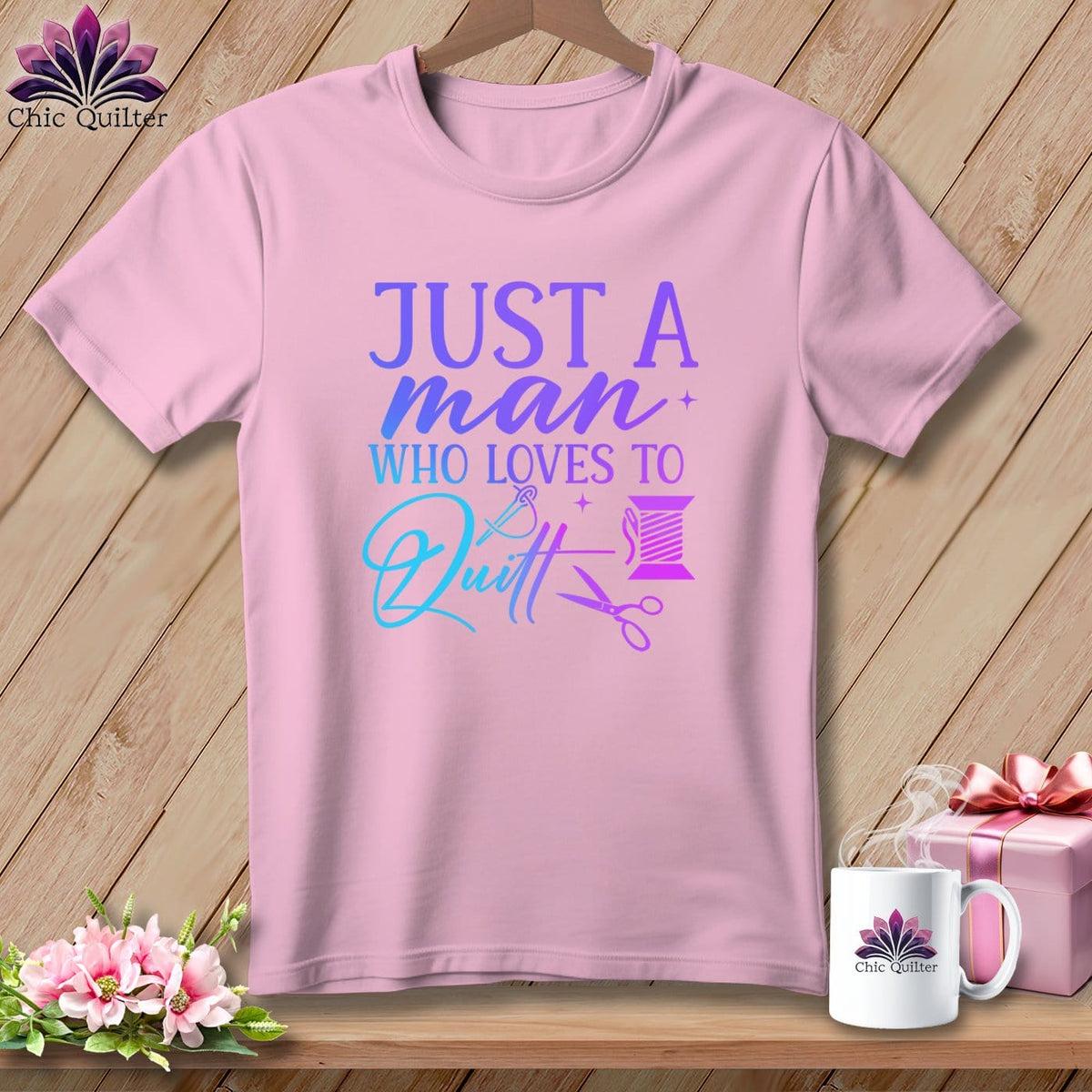 MyDesigns Physical Item Blossom / S Just a Man Who Loves to Quilt ~Premium Tee