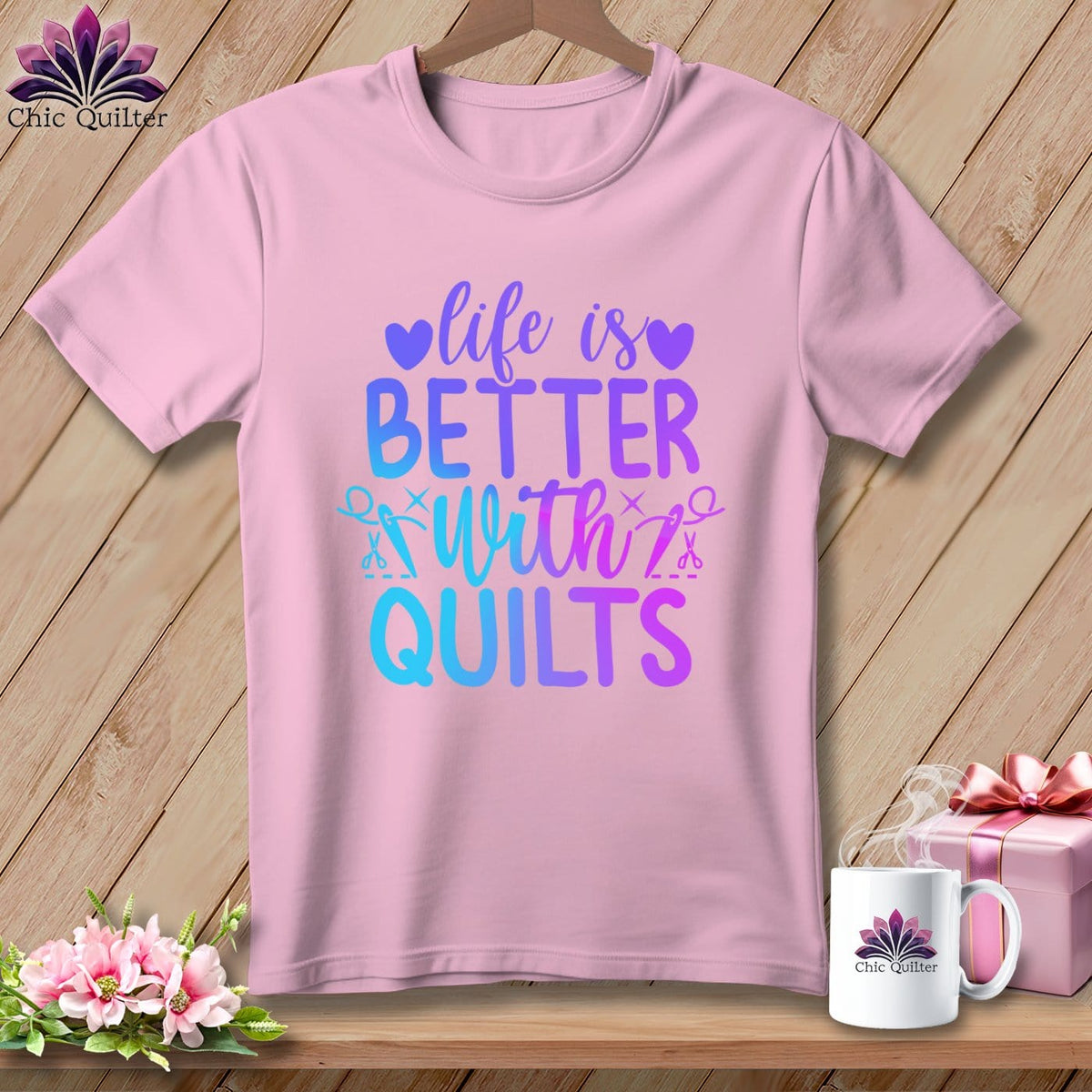 MyDesigns Physical Item Blossom / S LIfe is Better with Quilts ~Premium Tee