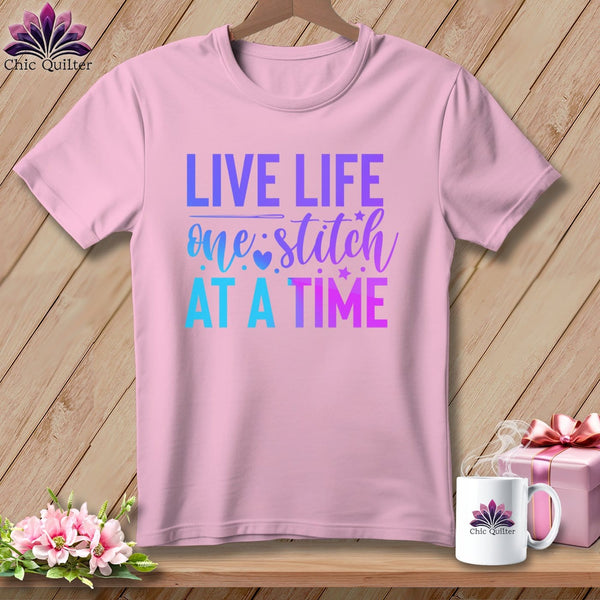 MyDesigns Physical Item Blossom / S Live Life One Stitch at a Time ~Premium Tee