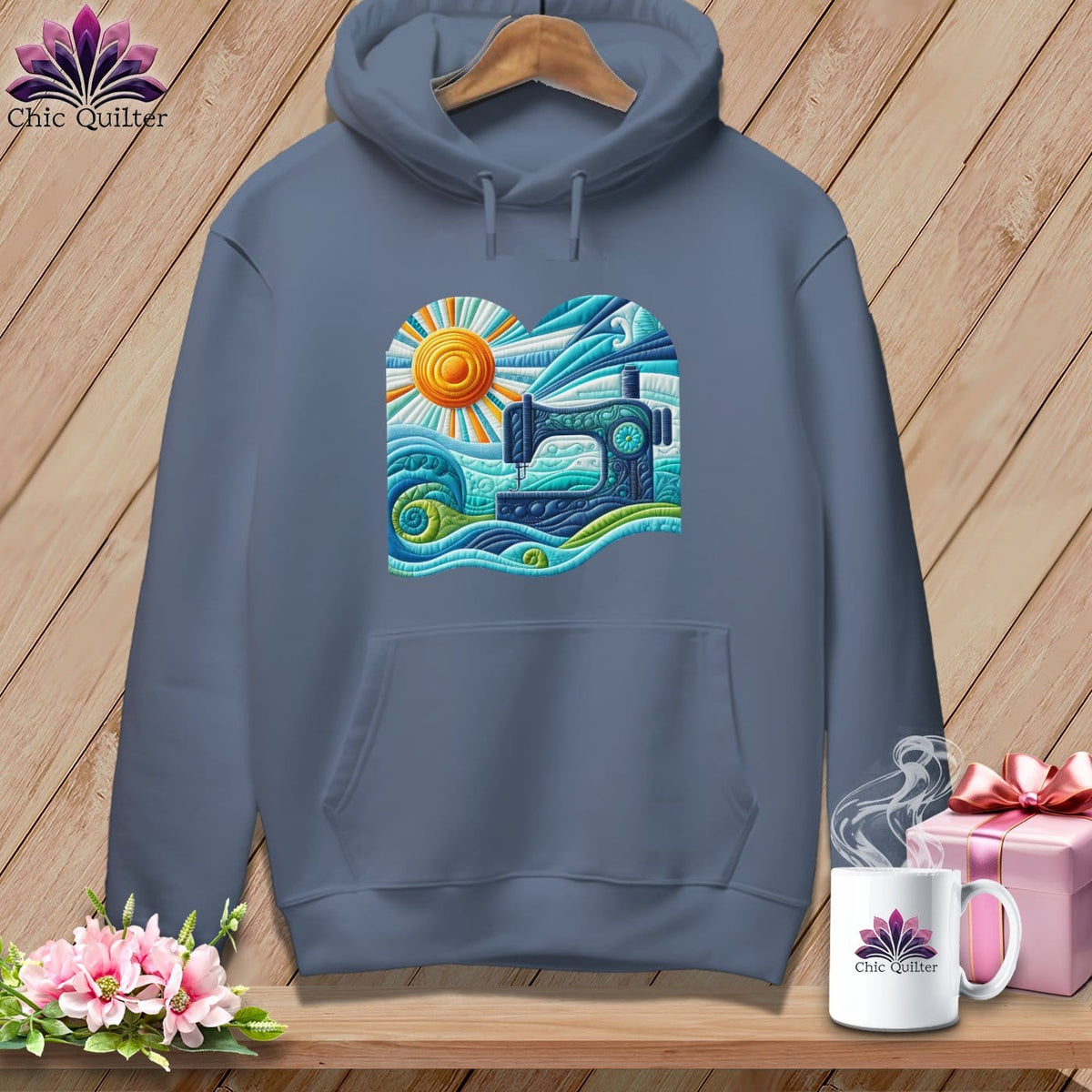 MyDesigns Physical Item Blue Jean / S Surfing the Fabric Sea ~ Premium Hoodie