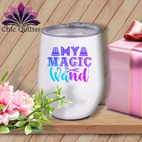 MyDesigns Physical Item Blurple Print / White / 12 oz My Magic Wand ~ 12oz Wine Tumbler with Lid