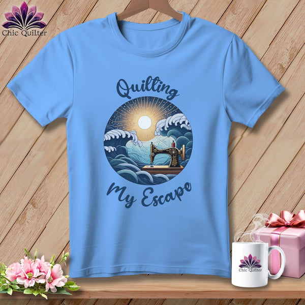 MyDesigns Physical Item Carolina Blue / S Quilting My Escape - Dark ~ SuperSoft Relaxed Fit Tee