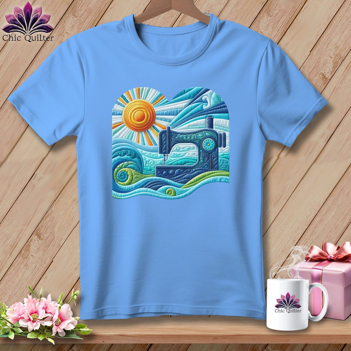 MyDesigns Physical Item Carolina Blue / S Surfing the Fabric Sea ~ SuperSoft Relaxed Fit Tee