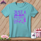 MyDesigns Physical Item Chalky Mint / S Just a Man Who Loves to Quilt ~Premium Tee