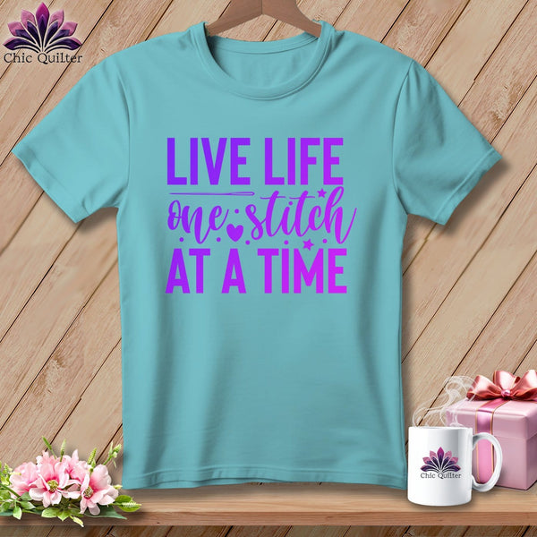 MyDesigns Physical Item Chalky Mint / S Live Life One Stitch at a Time ~Premium Tee