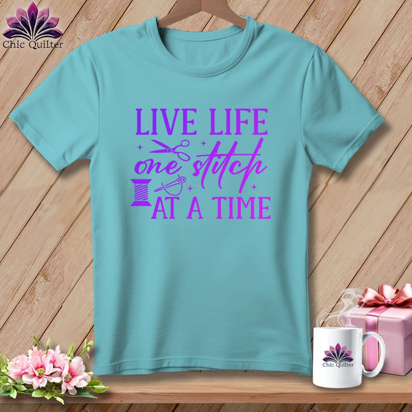 MyDesigns Physical Item Chalky Mint / S Live Life One Stitch at a Time ~Premium Tee
