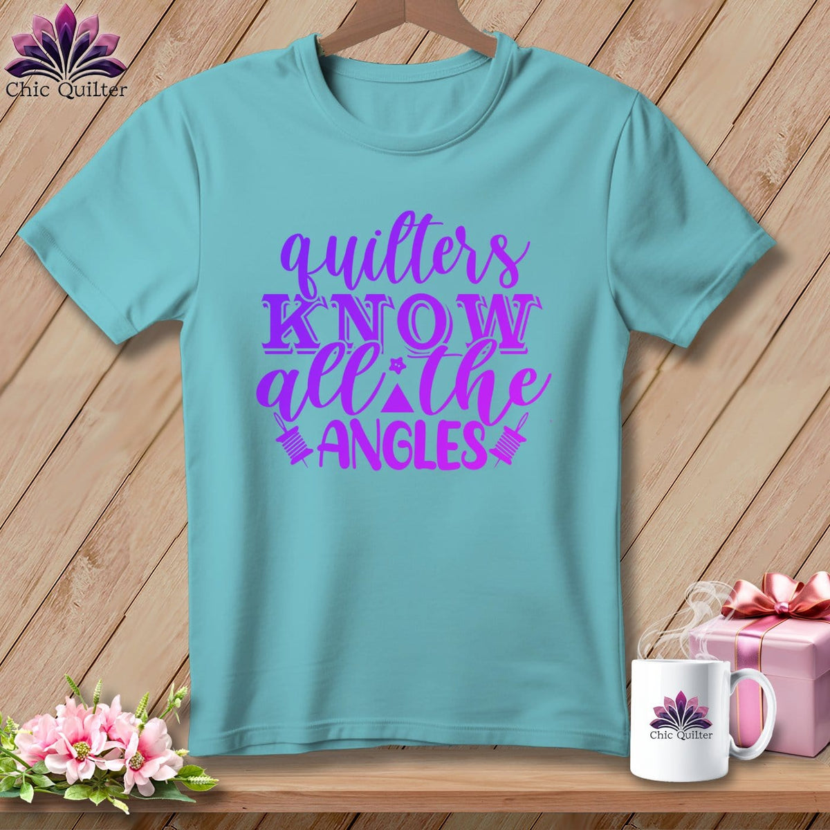 MyDesigns Physical Item Chalky Mint / S Quilters Know All the Angles ~Premium Tee
