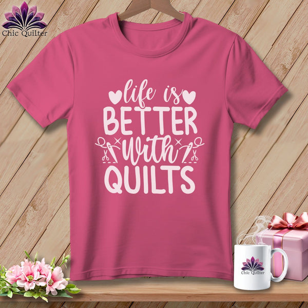 MyDesigns Physical Item Crunchberry / S LIfe is Better with Quilts ~Premium Tee