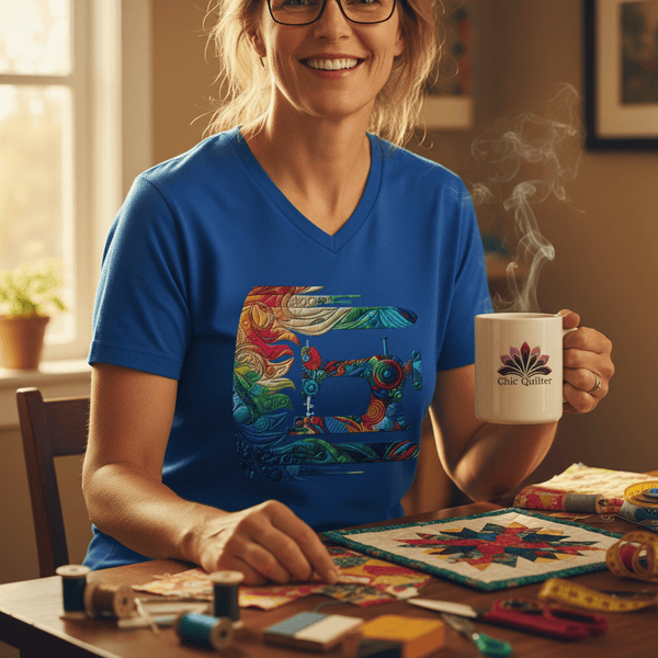 MyDesigns Physical Item Gale Force Quilting ~ V-Neck  Tee