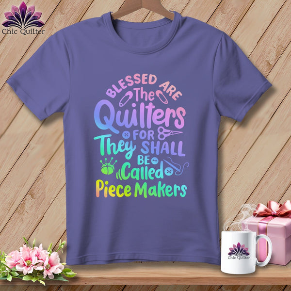 MyDesigns Physical Item Grape / S Blessed Are the Quilters For They Shall Be Called Piece Makers ~Premium Tee