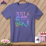 MyDesigns Physical Item Grape / S Just a Man Who Loves to Quilt ~Premium Tee