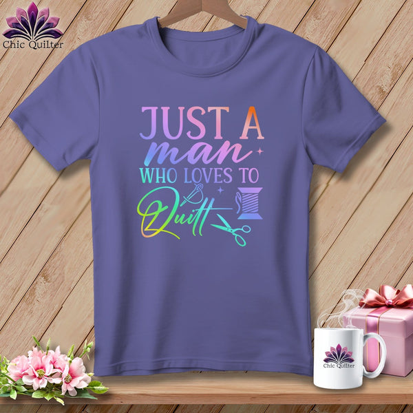 MyDesigns Physical Item Grape / S Just a Man Who Loves to Quilt ~Premium Tee