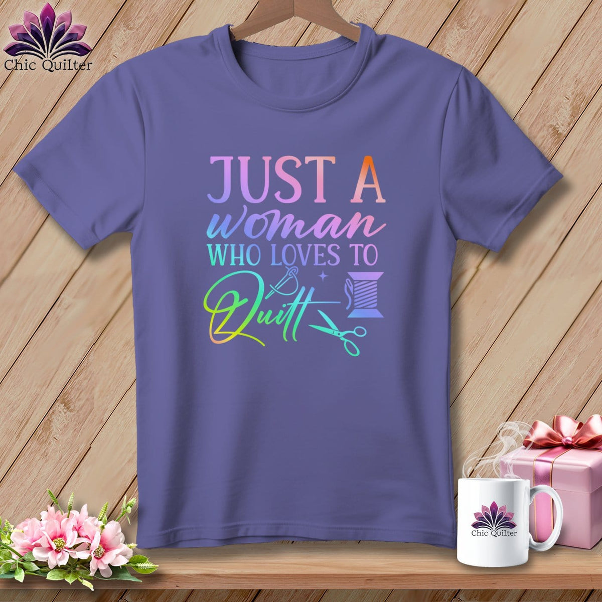 MyDesigns Physical Item Grape / S Just a Woman Who Loves to Quilt ~Premium Tee