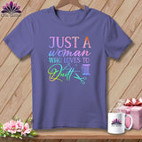 MyDesigns Physical Item Grape / S Just a Woman Who Loves to Quilt ~Premium Tee