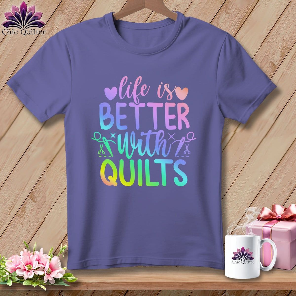 MyDesigns Physical Item Grape / S LIfe is Better with Quilts ~Premium Tee