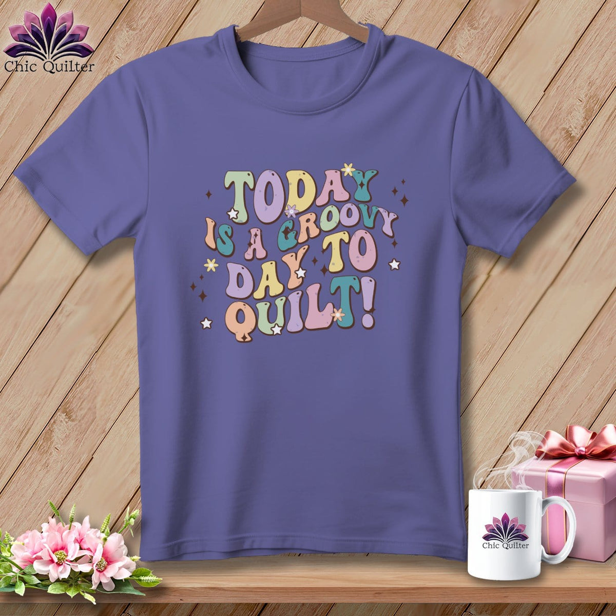 MyDesigns Physical Item Grape / S Today is a Groovy Day to Quilt ~ Premium Tee