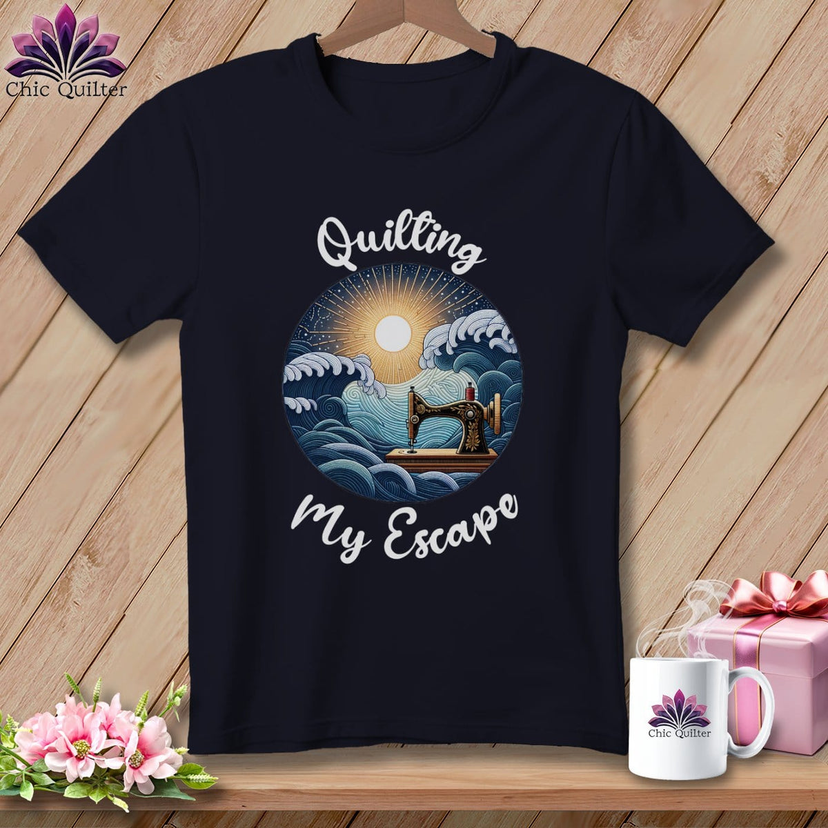 MyDesigns Physical Item Heather Navy / S Quilting My Escape - Dark ~ SuperSoft Relaxed Fit Tee