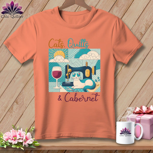 MyDesigns Physical Item Heather Sunset / S Cats Quilts and Cabernet ~ SuperSoft Relaxed Fit Tee