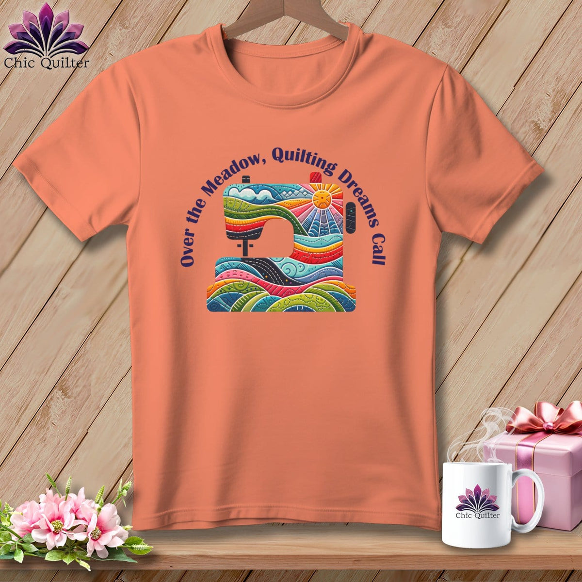 MyDesigns Physical Item Heather Sunset / S Over the Meadow, Quilting Dreams Call Orange ~ SuperSoft Relaxed Fit Tee