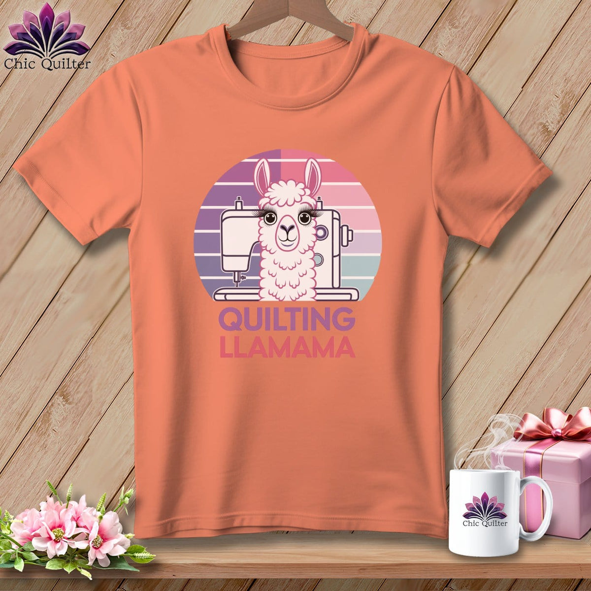 MyDesigns Physical Item Heather Sunset / S Quilting Llamama ~ Relaxed Fit Tee