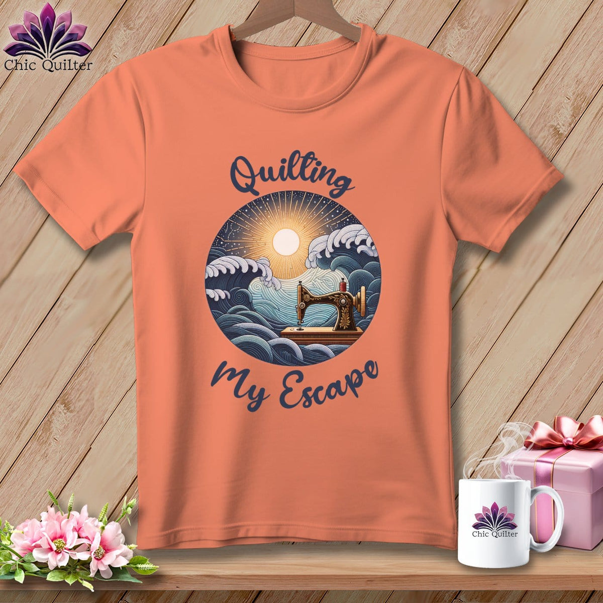 MyDesigns Physical Item Heather Sunset / S Quilting My Escape - Dark ~ SuperSoft Relaxed Fit Tee