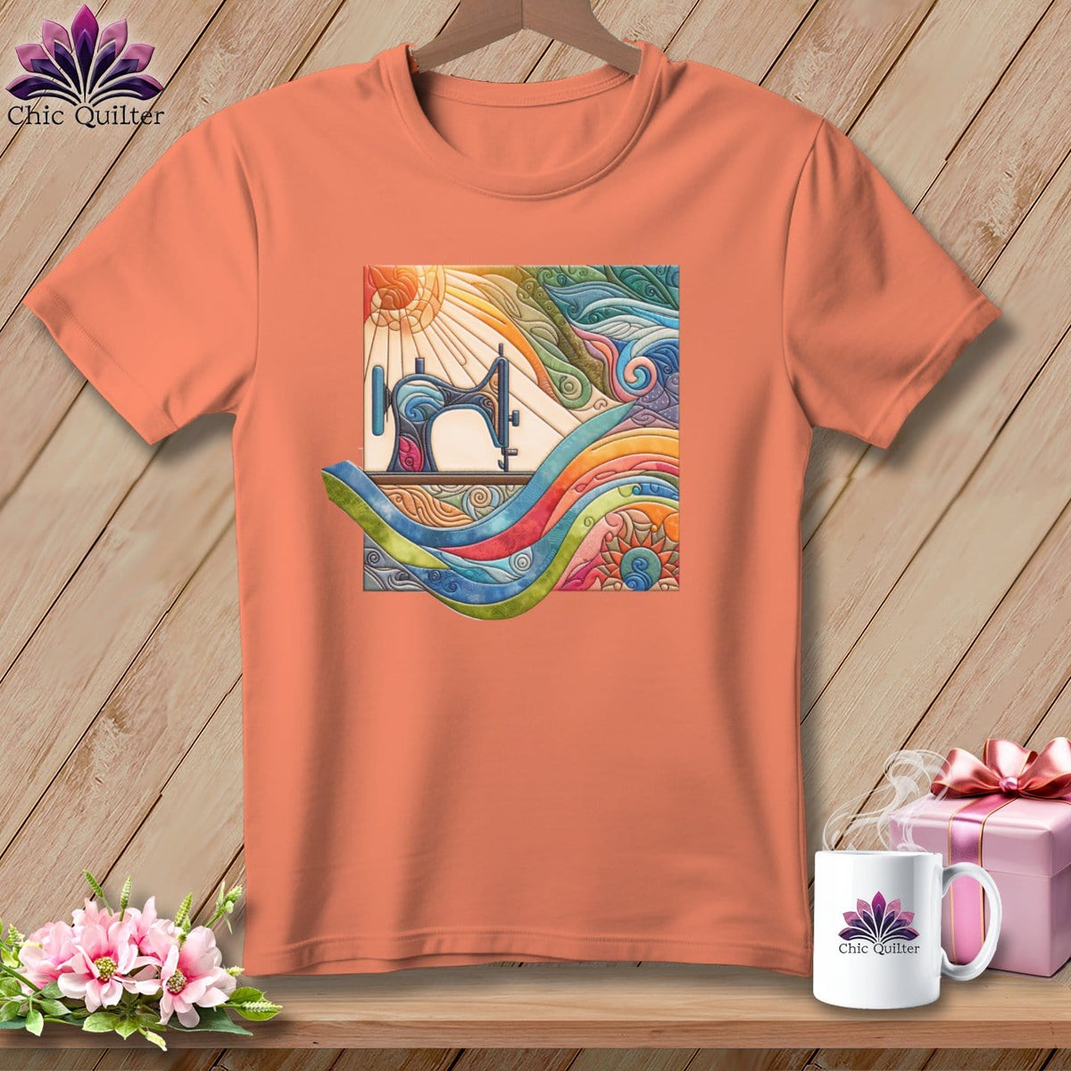 MyDesigns Physical Item Heather Sunset / S Quilting on a Cloud ~ SuperSoft Relaxed Fit Tee