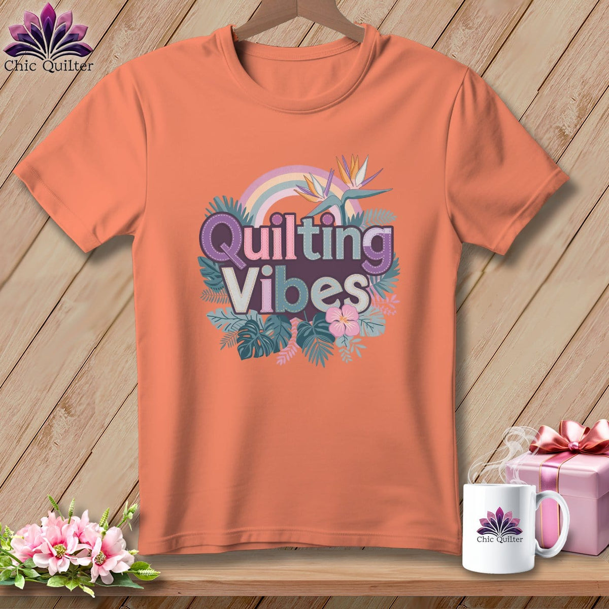 MyDesigns Physical Item Heather Sunset / S Quilting Vibes ~ Relaxed Fit Tee