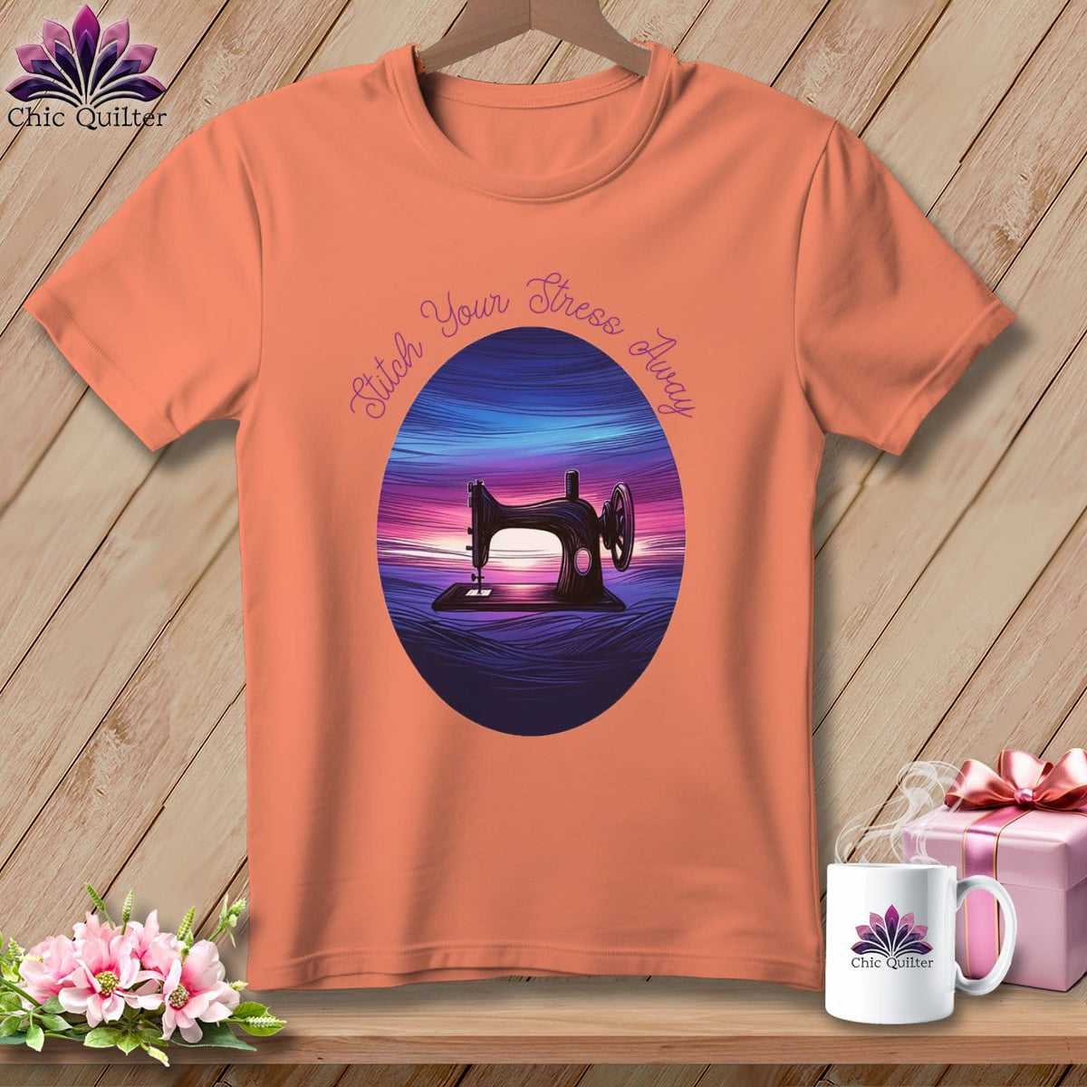 MyDesigns Physical Item Heather Sunset / S Stitch your Stress Away ~ SuperSoft Relaxed Fit Tee