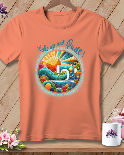 MyDesigns Physical Item Heather Sunset / S Wake up and Quilt ~ SuperSoft Relaxed Fit Tee