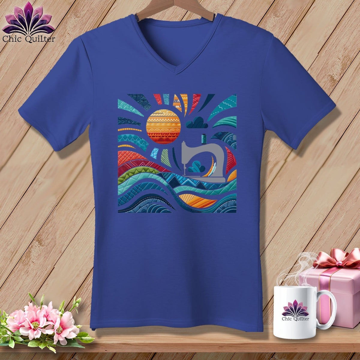 MyDesigns Physical Item Heather True Royal / S Catching My Morning Muse ~ SuperSoft V-Neck Tee