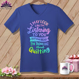 MyDesigns Physical Item Heather True Royal / S I May Look Like I'm LIstening ~SuperSoft V-Neck Tee