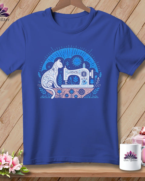 MyDesigns Physical Item Heather True Royal / S Kitty Cat Quilts ~ SuperSoft Relaxed Fit Tee