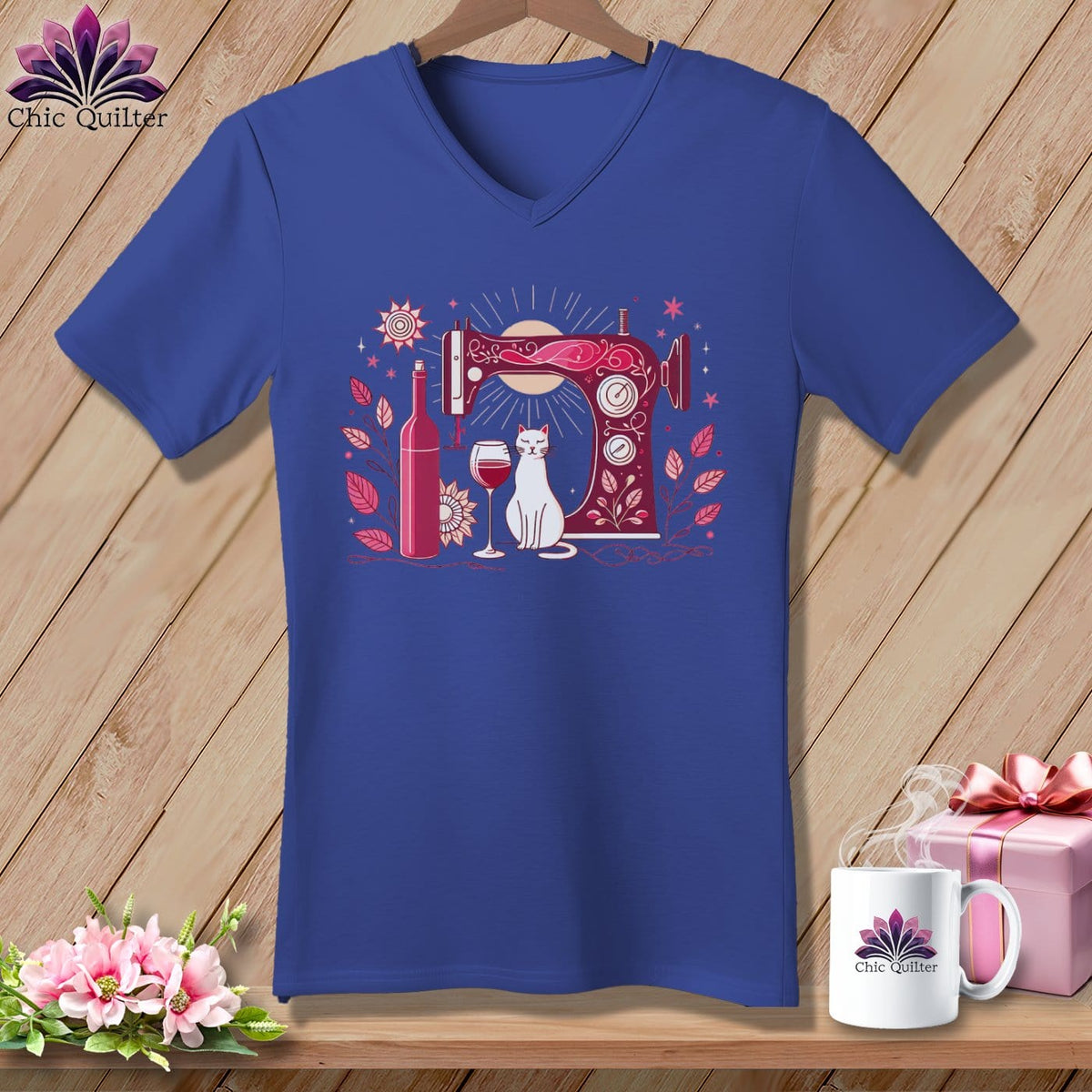 MyDesigns Physical Item Heather True Royal / S Meow ~ SuperSoft V-Neck Tee