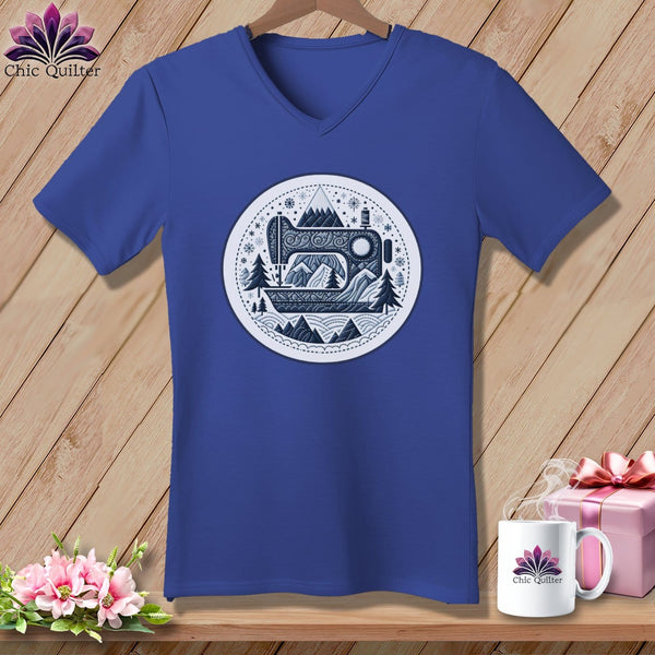 MyDesigns Physical Item Heather True Royal / S Peaks Pines and Patches ~ SuperSoft V-Neck Tee