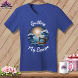 MyDesigns Physical Item Heather True Royal / S Quilting My Escape - Dark ~ SuperSoft V-Neck Tee