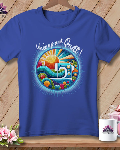 MyDesigns Physical Item Heather True Royal / S Wake up and Quilt ~ SuperSoft Relaxed Fit Tee