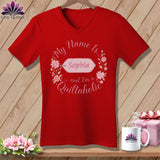 MyDesigns Physical Item M / Red Soft Vintage Personalized Name Tag ~ V-Neck Tee