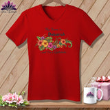 MyDesigns Physical Item M / Red Tropical Paradise Personalized Floral Sweep ~ V-Neck Tee