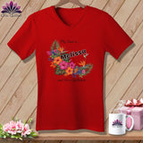 MyDesigns Physical Item M / Red Tropical Threads Quiltaholic ~ V-Neck Tee