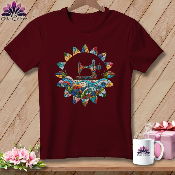 MyDesigns Physical Item Maroon / S Quilt-a-Daisy ~ Relaxed Fit Tee