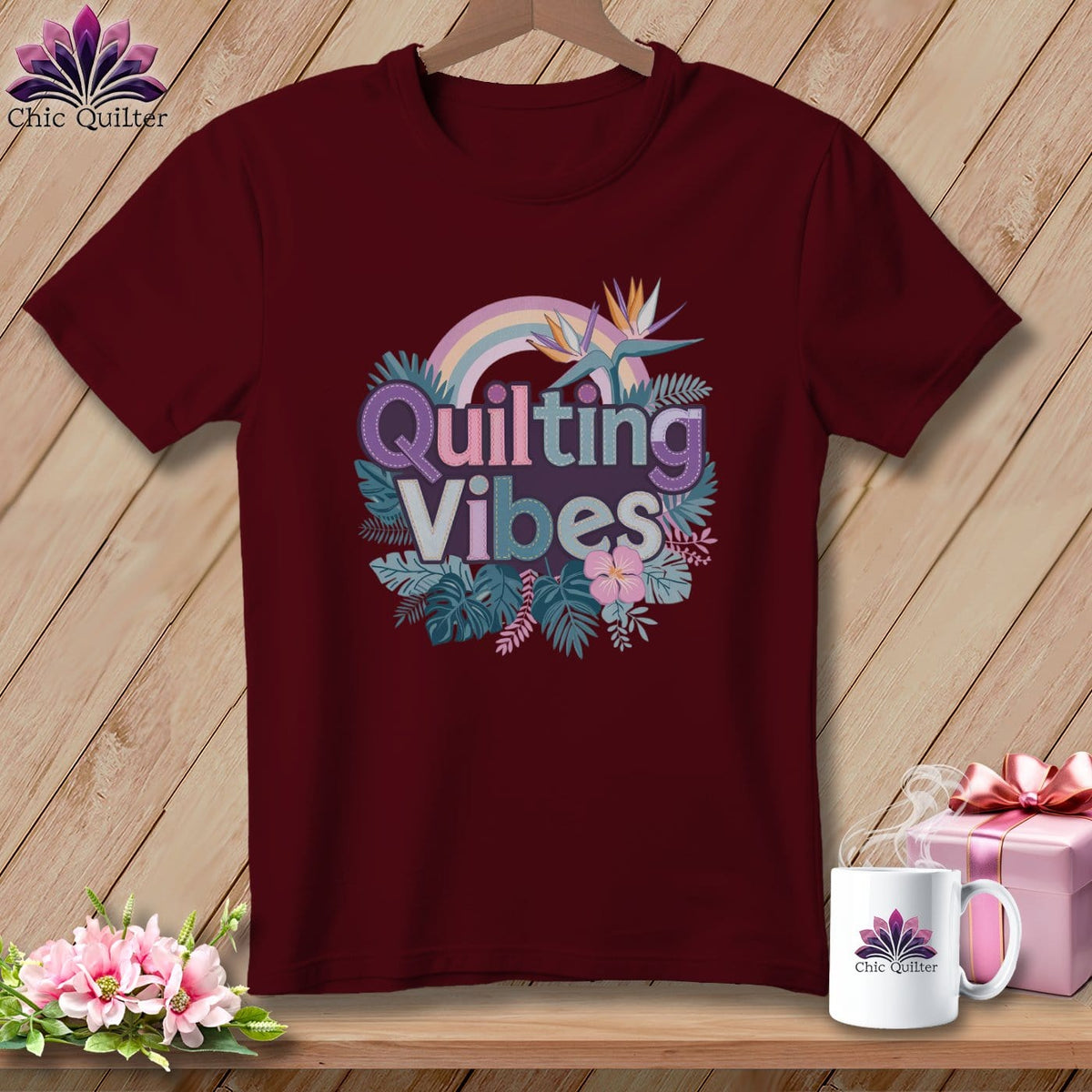 MyDesigns Physical Item Maroon / S Quilting Vibes ~ Relaxed Fit Tee