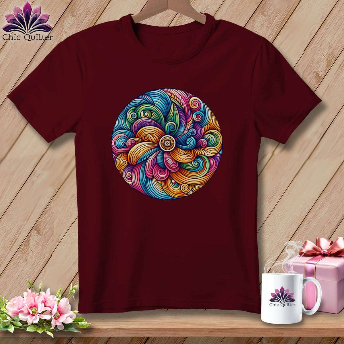 MyDesigns Physical Item Maroon / S Swirl Delight ~ Relaxed Fit Tee