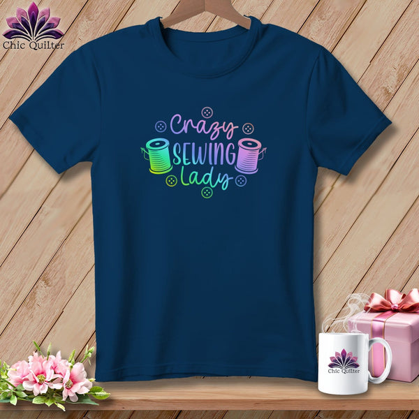 MyDesigns Physical Item Navy / S Crazy sewing lady ~Premium Tee