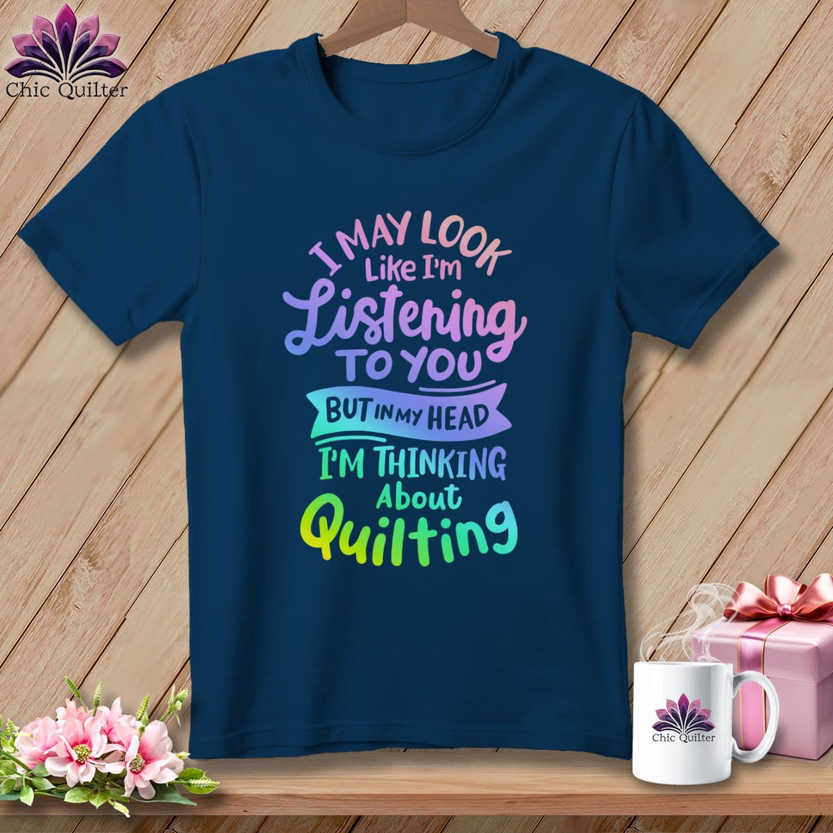 MyDesigns Physical Item Navy / S I May Look Like I'm LIstening ~Premium Tee