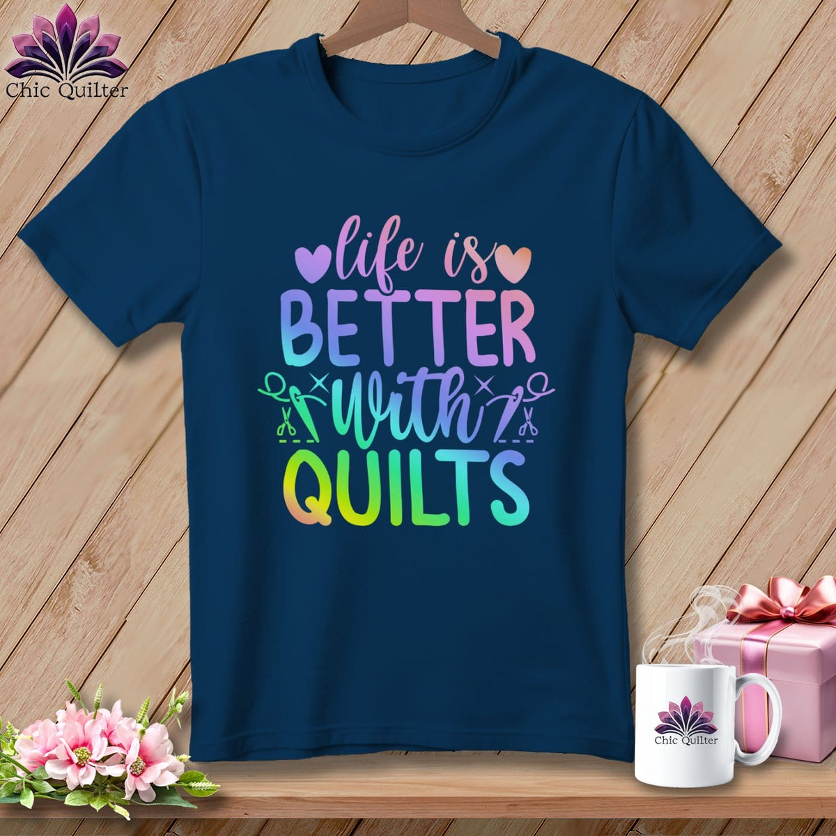 MyDesigns Physical Item Navy / S LIfe is Better with Quilts ~Premium Tee