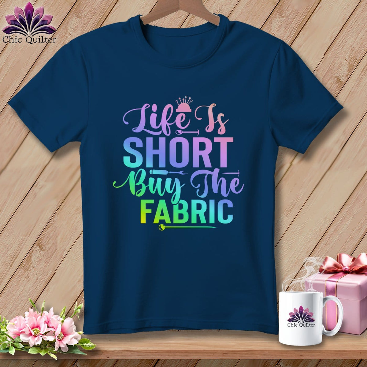 MyDesigns Physical Item Navy / S Life is Short Buy the Fabric ~Premium Tee