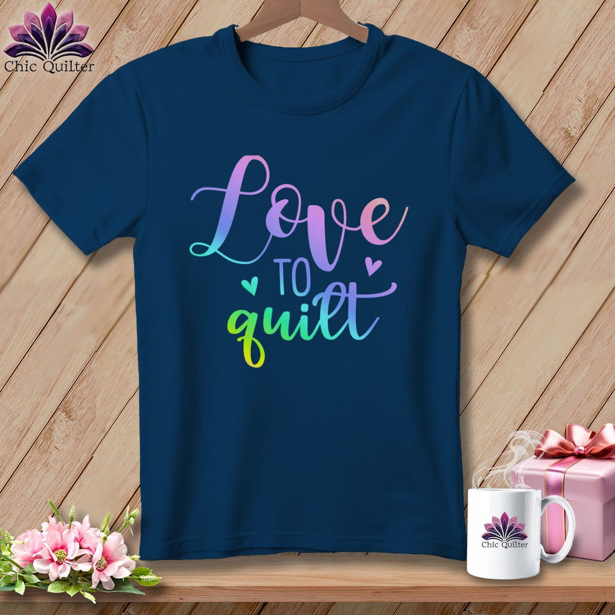 MyDesigns Physical Item Navy / S Love To Quilt ~Premium Tee