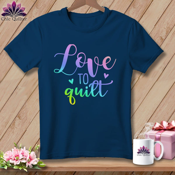 MyDesigns Physical Item Navy / S Love To Quilt ~Premium Tee