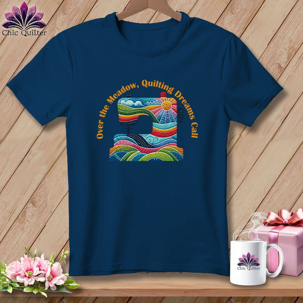 MyDesigns Physical Item Navy / S Over the Meadow, Quilting Dreams Call Orange ~ Premium Tee